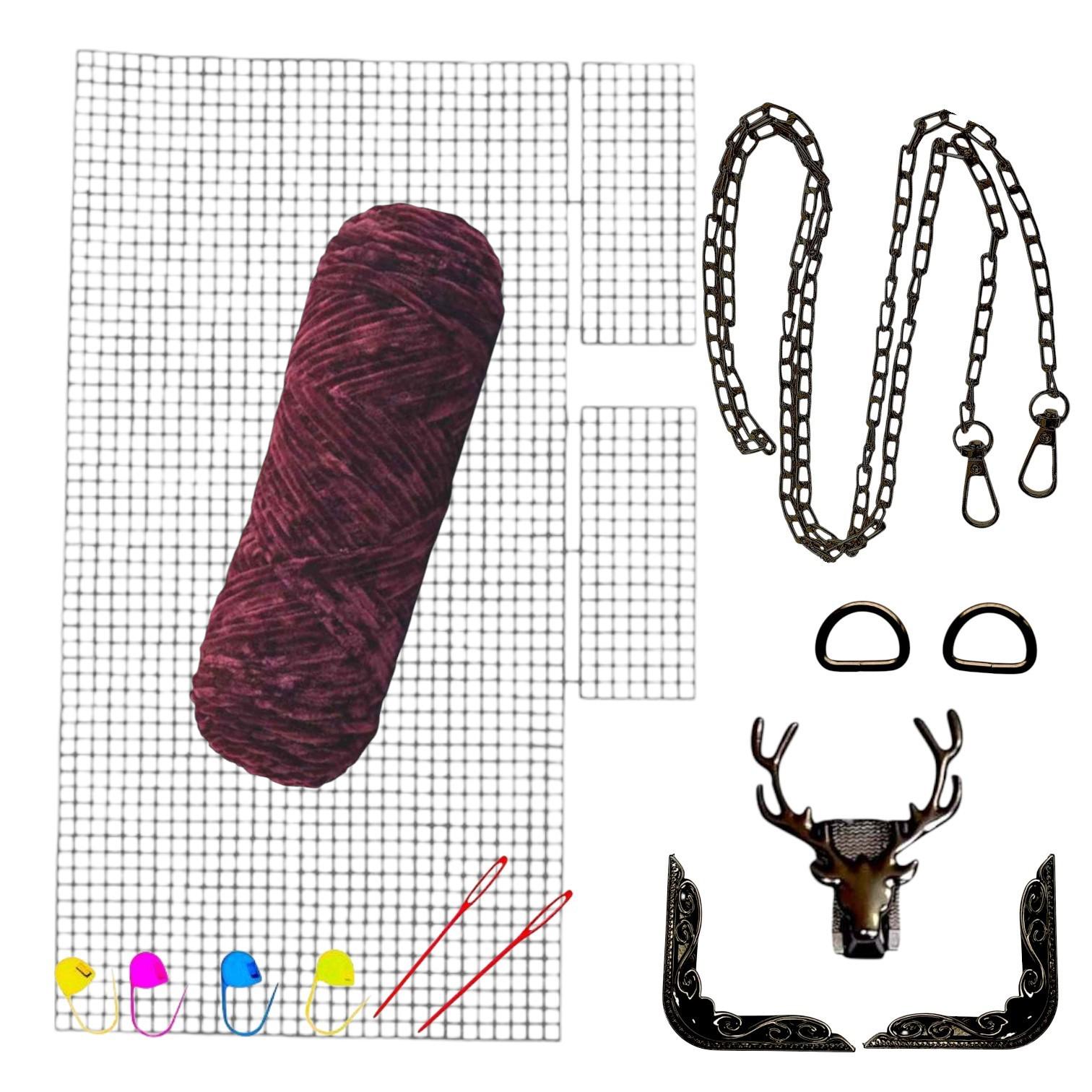 Набор для создания сумки из пластиковой канвы Черный олень №2 Бордовый (8093-19) Набор для создания сумки из пластиковой канвы Черный олень №2 Бордовый (8093-19)