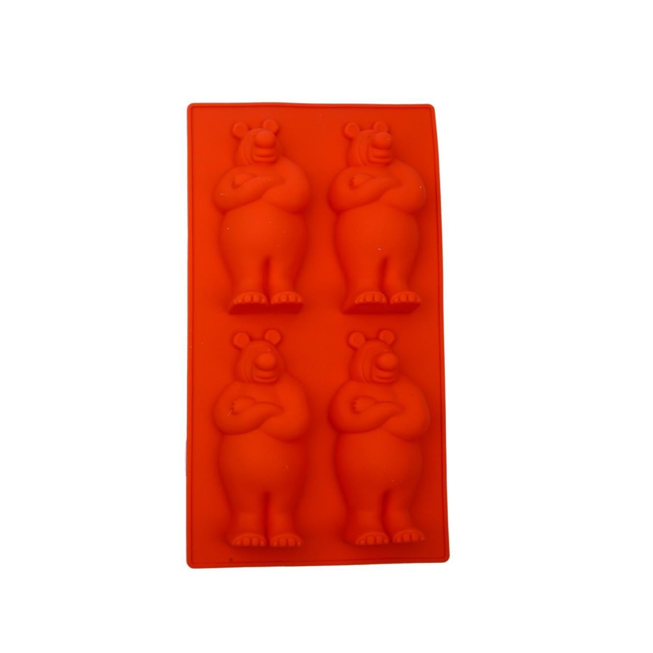 Форма силиконовая для выпечки Мишки 32х18 см 4 шт. Красный (2358450308)