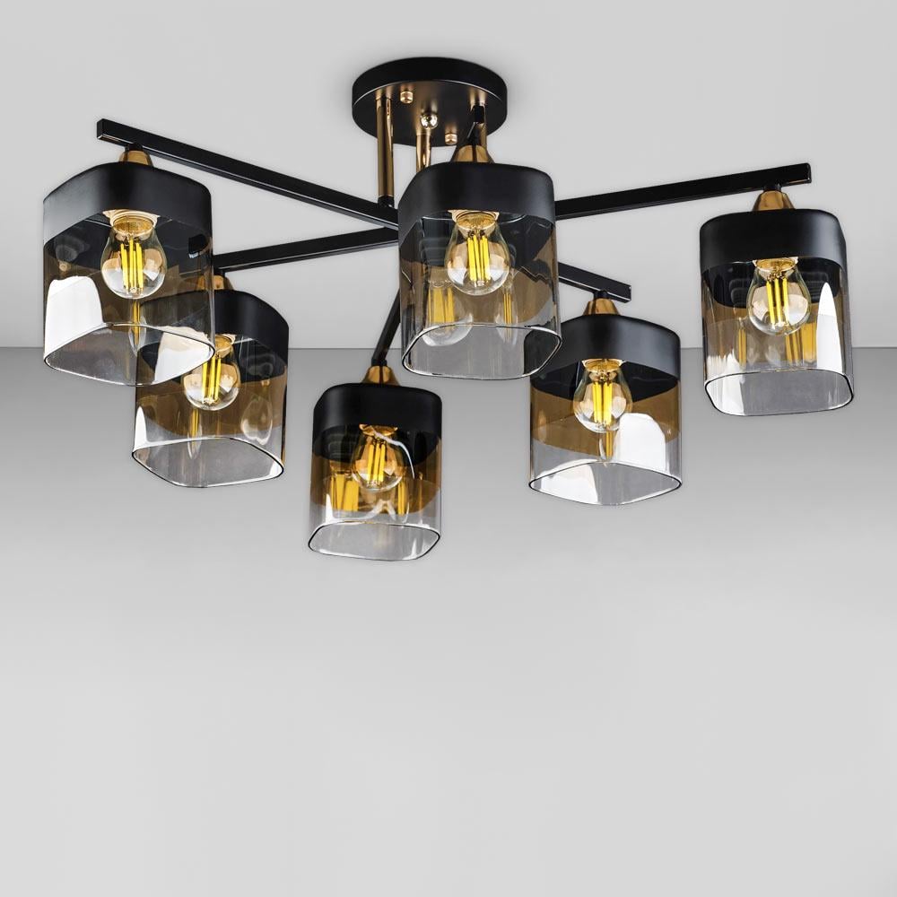 Люстра потолочная Light House DL-18661/6 Черный с Золотой/Черный/Шампань