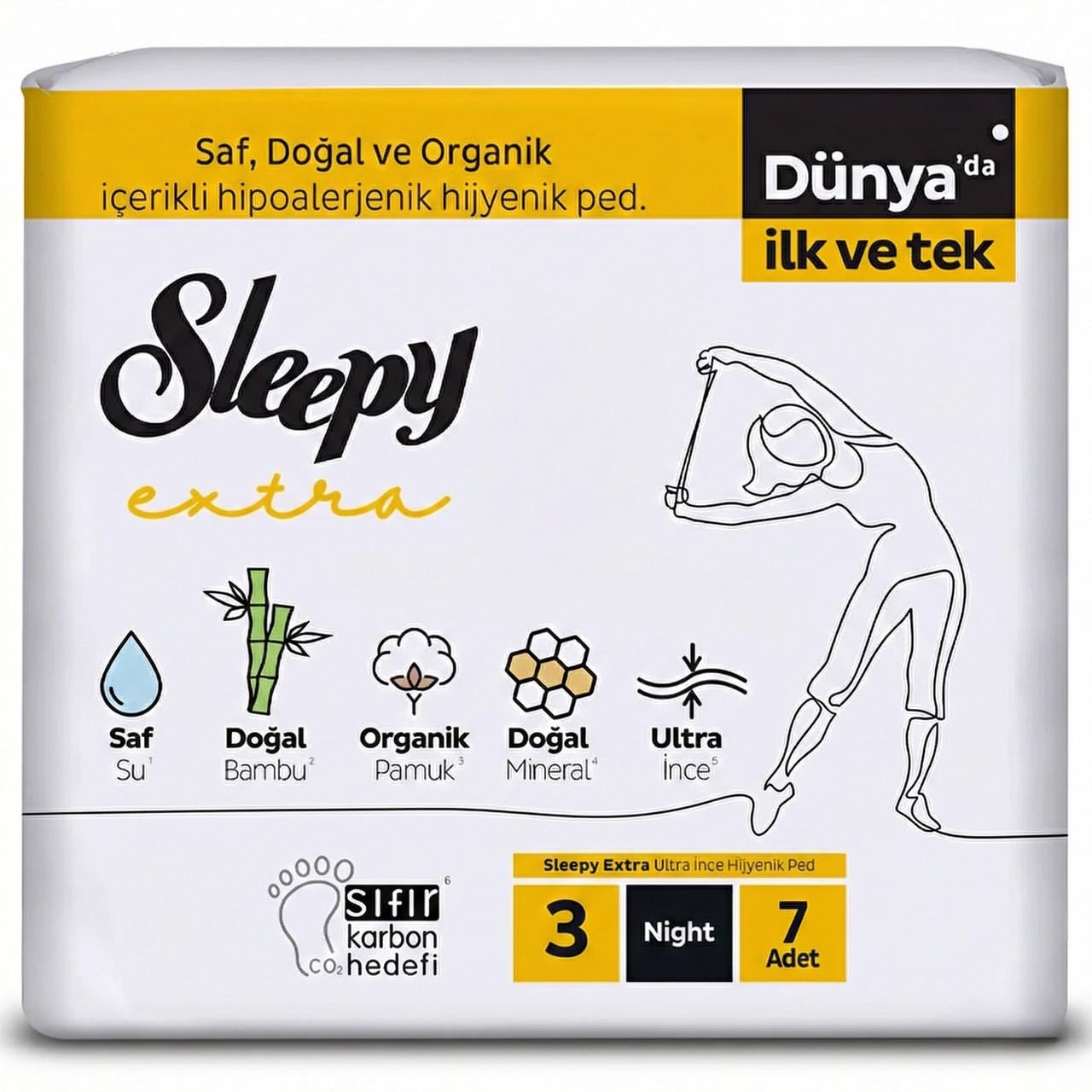 Прокладки ночные Sleepy Extra Night гипоаллергенные 320 мм 7 капель 7 шт. (000006383)