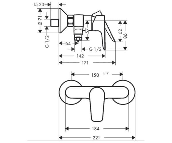 Змішувач для душу настінний Hansgrohe Talis E 71760000 (24470) - фото 2