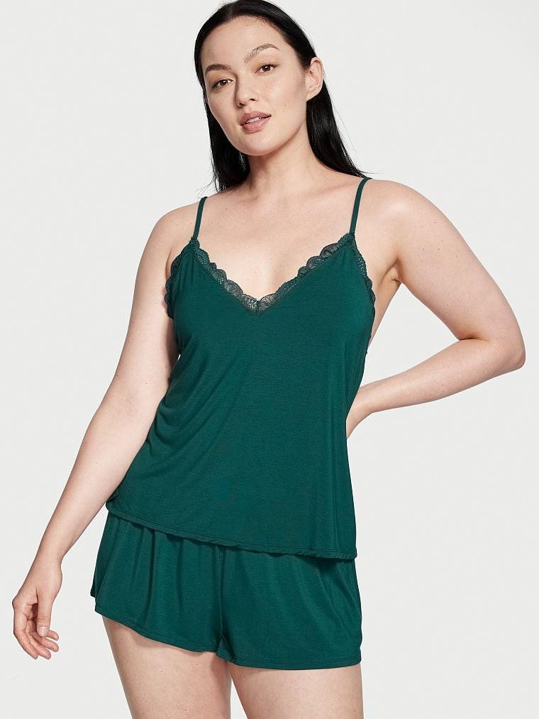 Піжама модалова Victoria's Secret майка/шорти S темно-зелений (71332590)