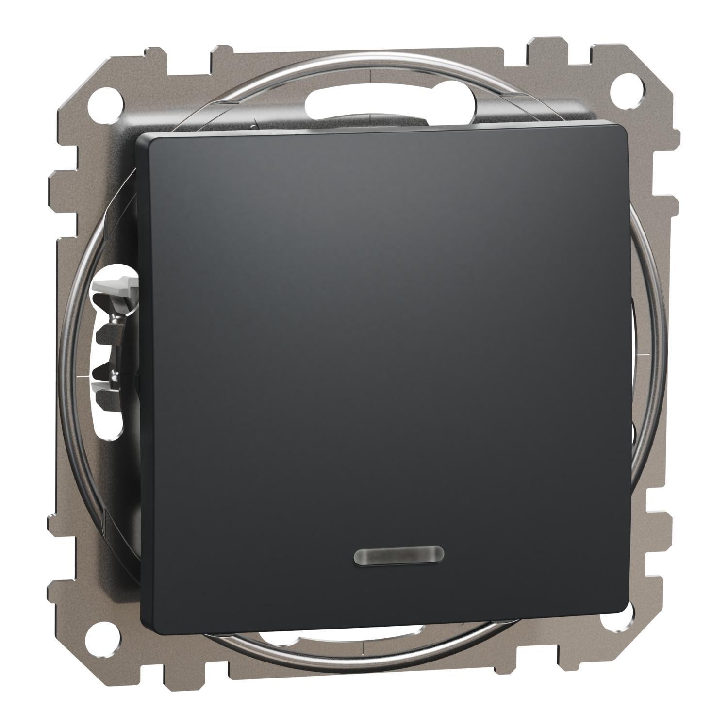 Переключатель одноклавишный Schneider Electric с подсветкой Sedna Design & Element Черный (SDD114106L)