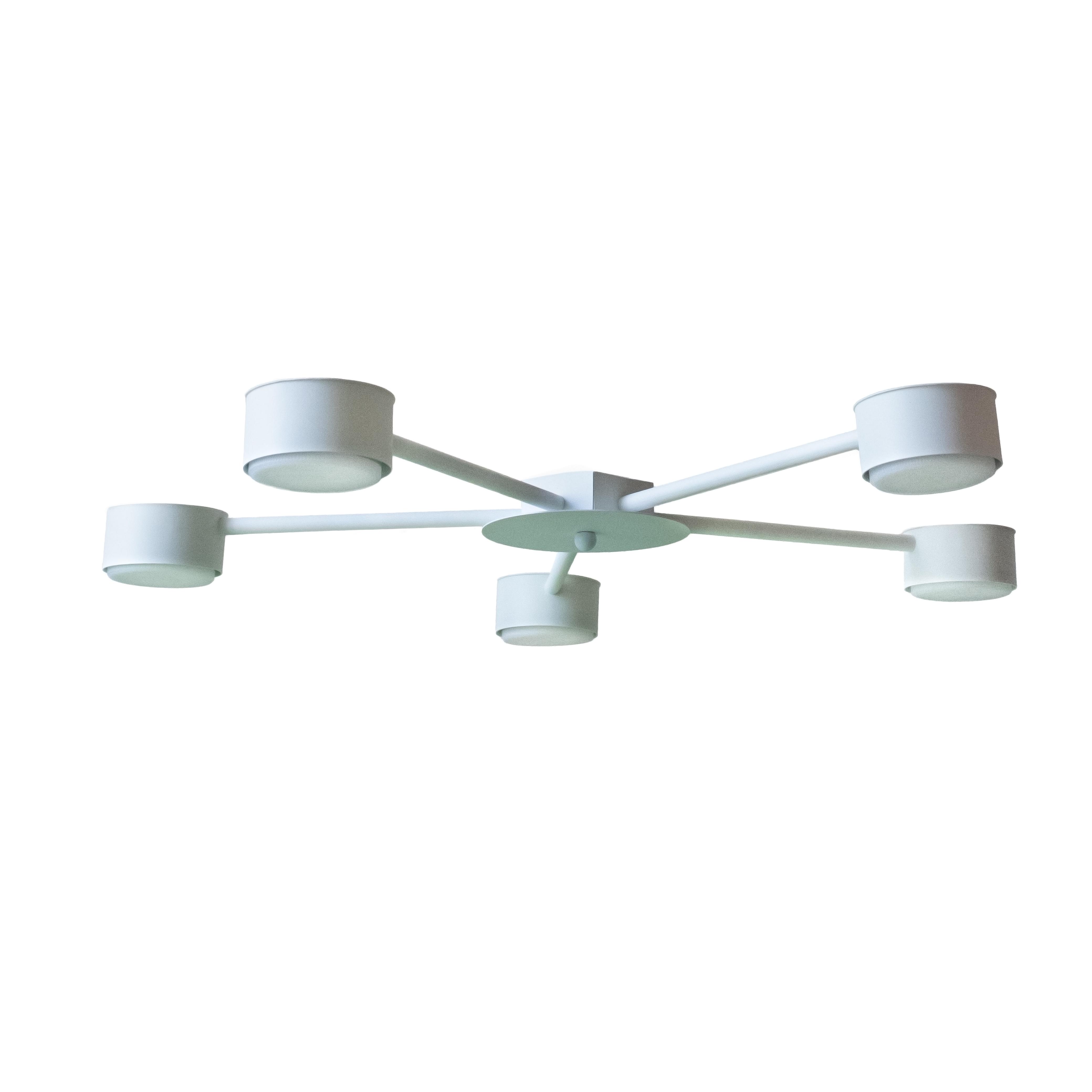 Люстра потолочная MSK ELECTRIC Copter NL 8040-5 WH на пять круглых плафона под лампы GX53 Белый