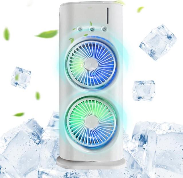 Вентилятор настільний подвійний Double-ended Spray Fan з охолодженням LED 3 швидкості пульт ДК (2104618502) - фото 3