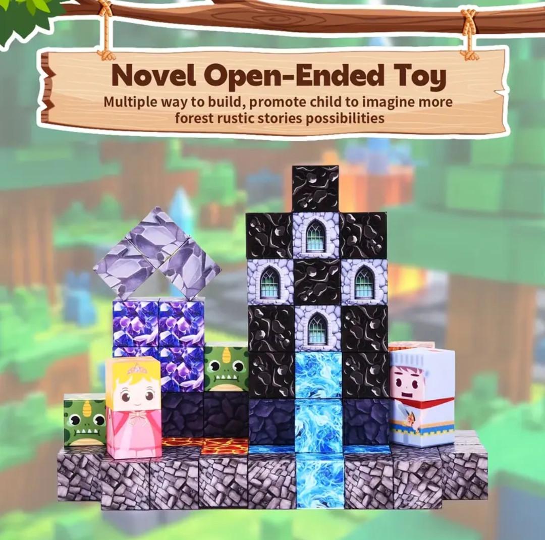 Конструктор магнитный Майнкрафт для детей замок 100 кубиков - фото 5 Конструктор магнитный Майнкрафт для детей замок 100 кубиков - фото 5