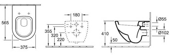 Унитаз подвесной Villeroy&Boch SUBWAY 66001001 без сиденья (82066) - фото 2