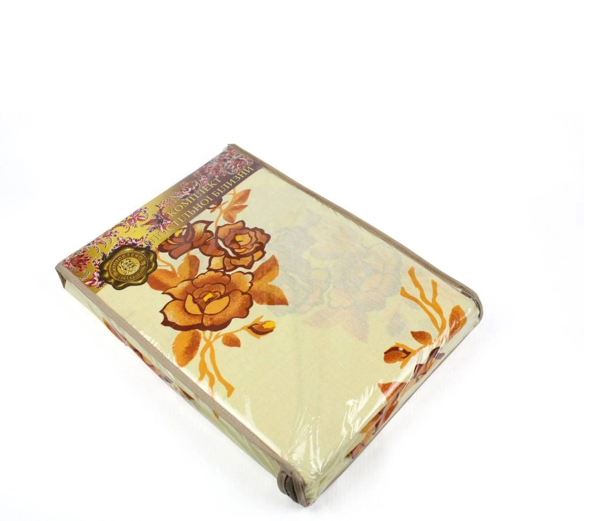 Комплект постельного белья Еней-плюс Т0210 двуспальный Бежевый/Желтый (131806)