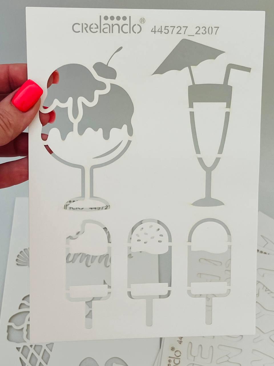 Набір текстильних фарб-спреїв Crelando 4 флакони по 100 мл та шаблони Літо (26914209) - фото 4 Набір текстильних фарб-спреїв Crelando 4 флакони по 100 мл та шаблони Літо (26914209) - фото 4