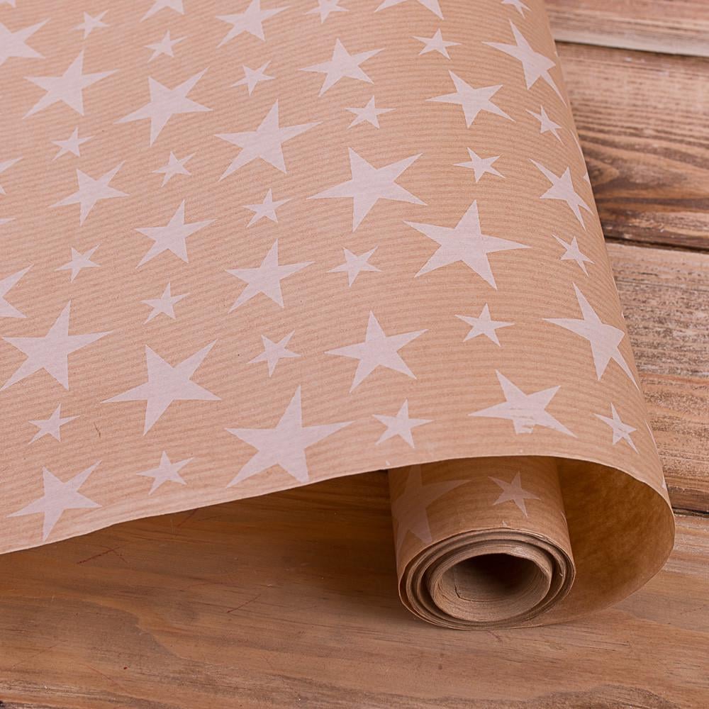 Бумага новогодняя со звездами Крафт (3832-42)