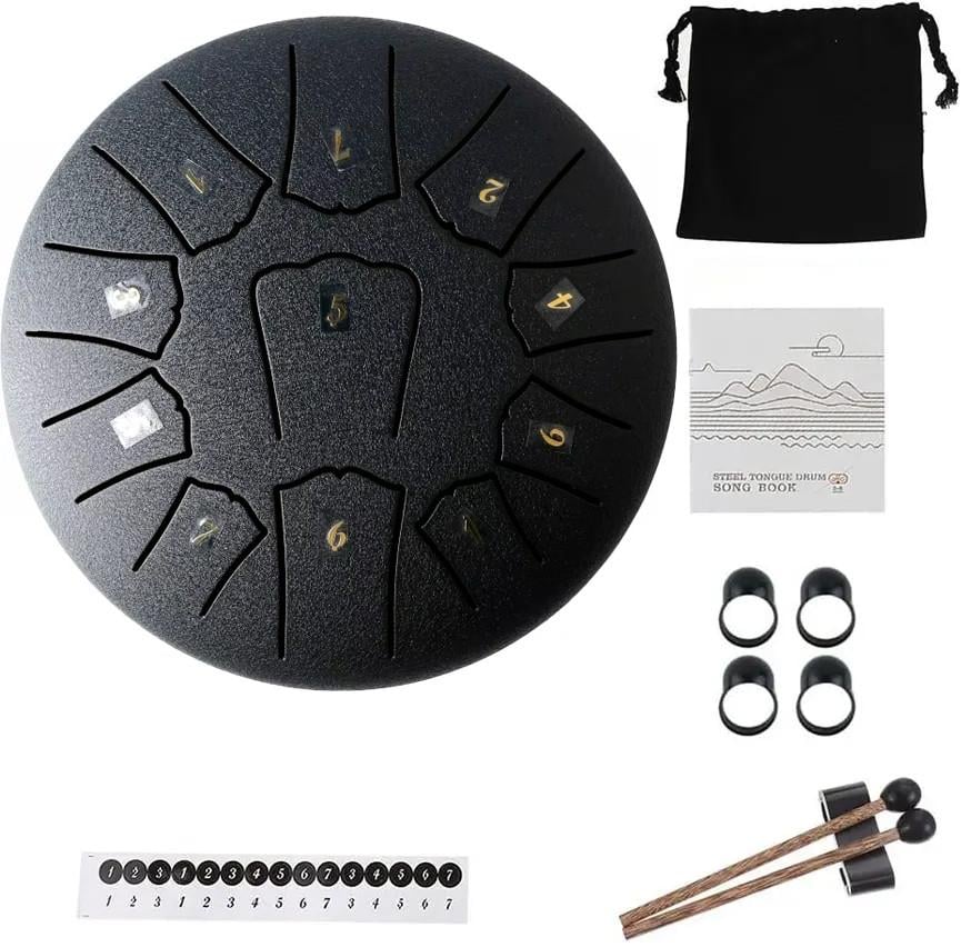 Глюкофон ручной Tongue Drum на 11 нот 16 см Black (2399137235) Глюкофон ручной Tongue Drum на 11 нот 16 см Black (2399137235)