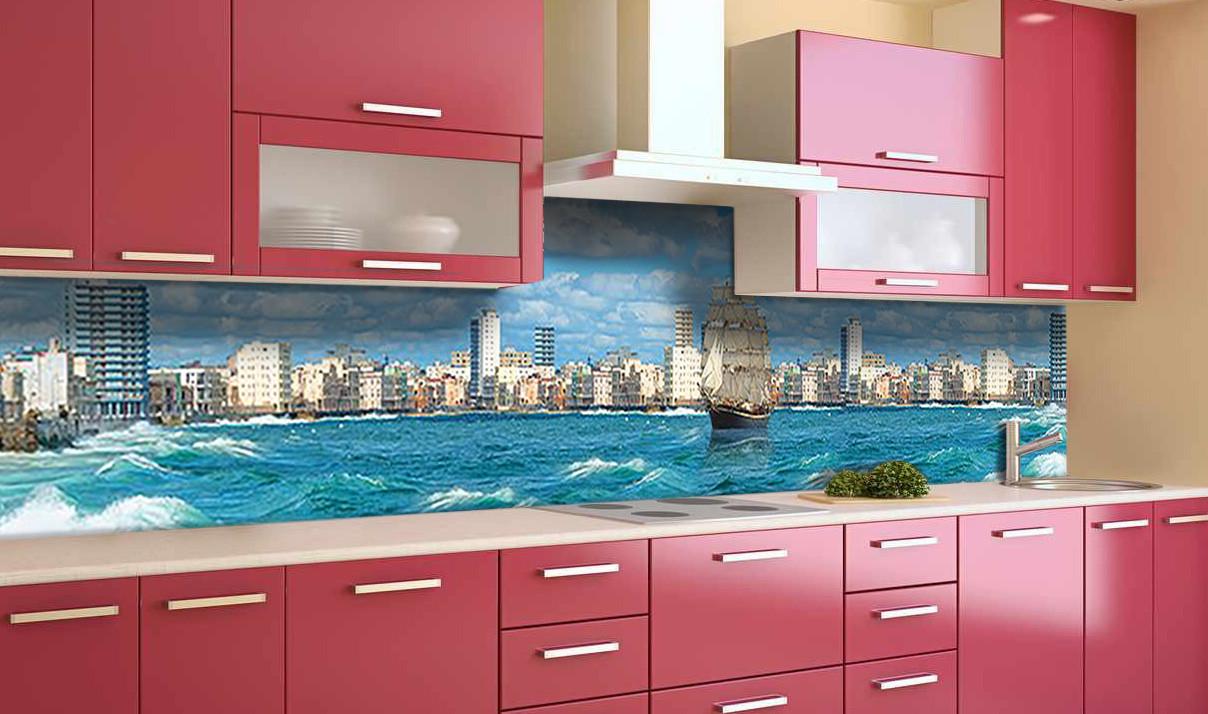 Кухонный фартук Морская гавань корабль город из самоклеющейся виниловой пленки 60х250 см Голубой Кухонный фартук Морская гавань корабль город из самоклеющейся виниловой пленки 60х250 см Голубой