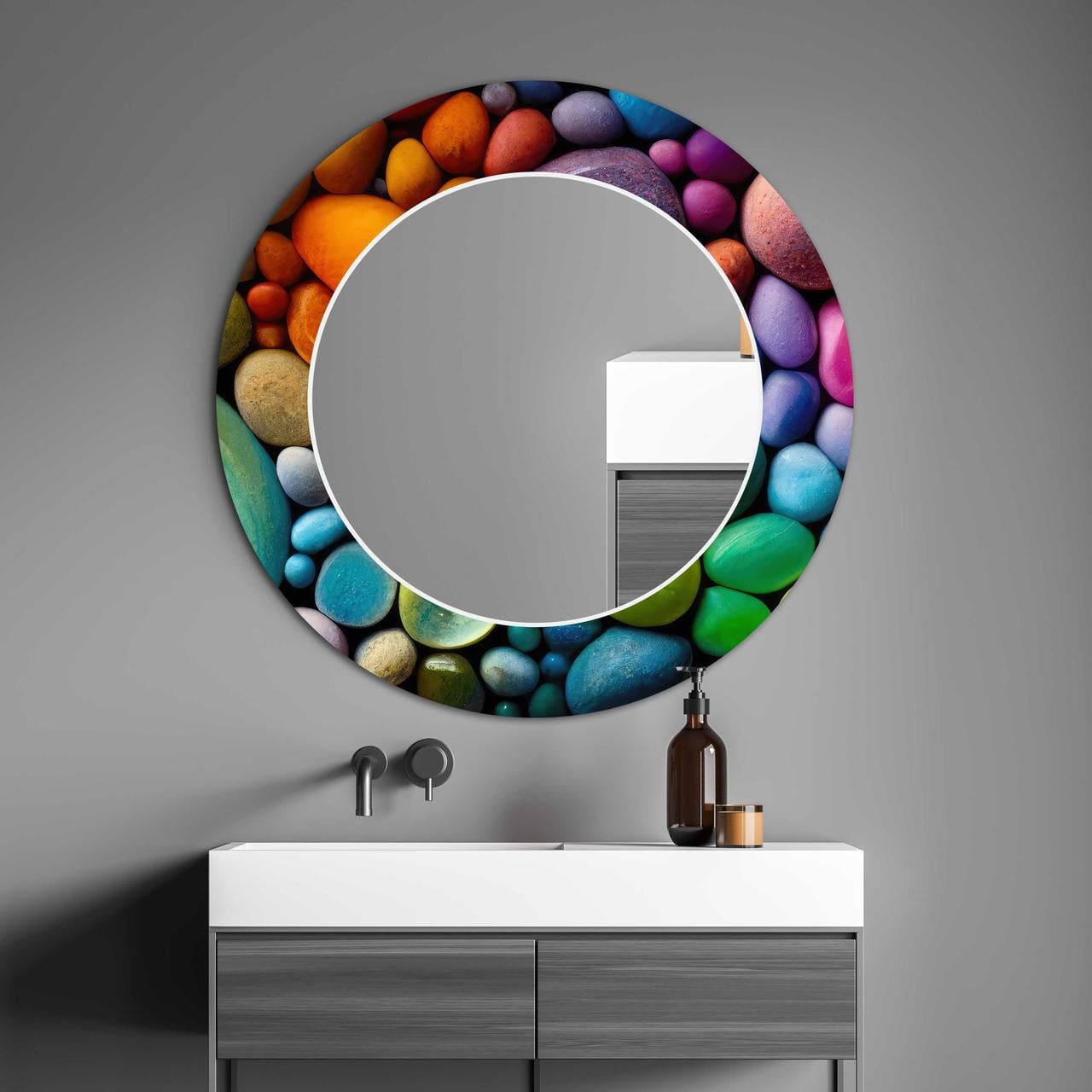 Зеркало на стену NovellaPrint с рисунком камней круглое 60 см (2011.2) Зеркало на стену NovellaPrint с рисунком камней круглое 60 см (2011.2)