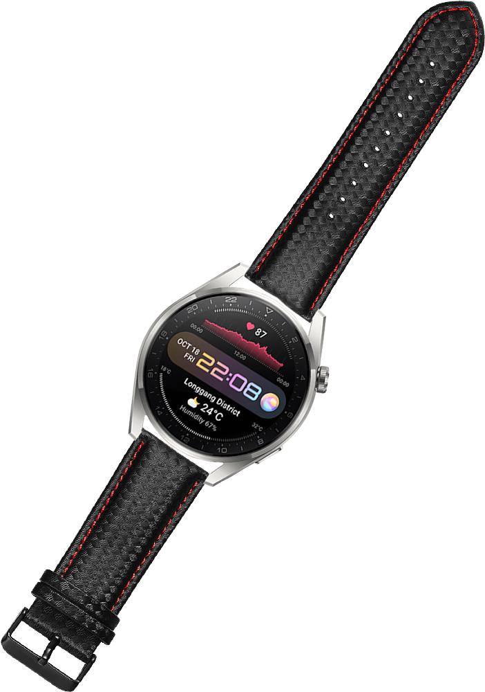 Ремешок кожаный Carbon для Huawei Watch 3 Pro Black/Red (22553-44)