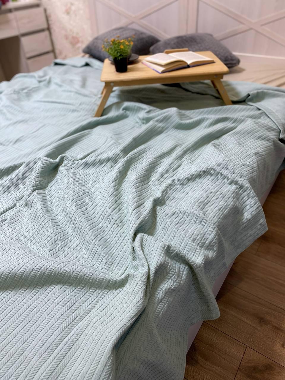 Покрывало полуторное 160х230 см Голубой (П4К-post-piqe-006)