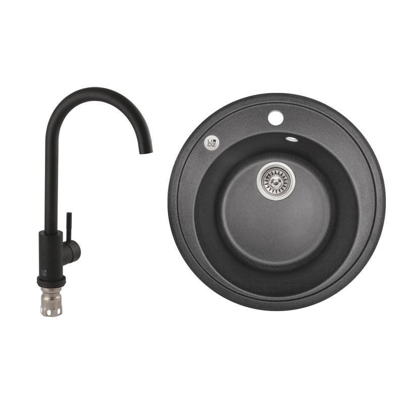 Мойка для кухни Lidz BLA-03 D510/200 мм со смесителем Lidz Aria 015F BLA 45298 (45848)