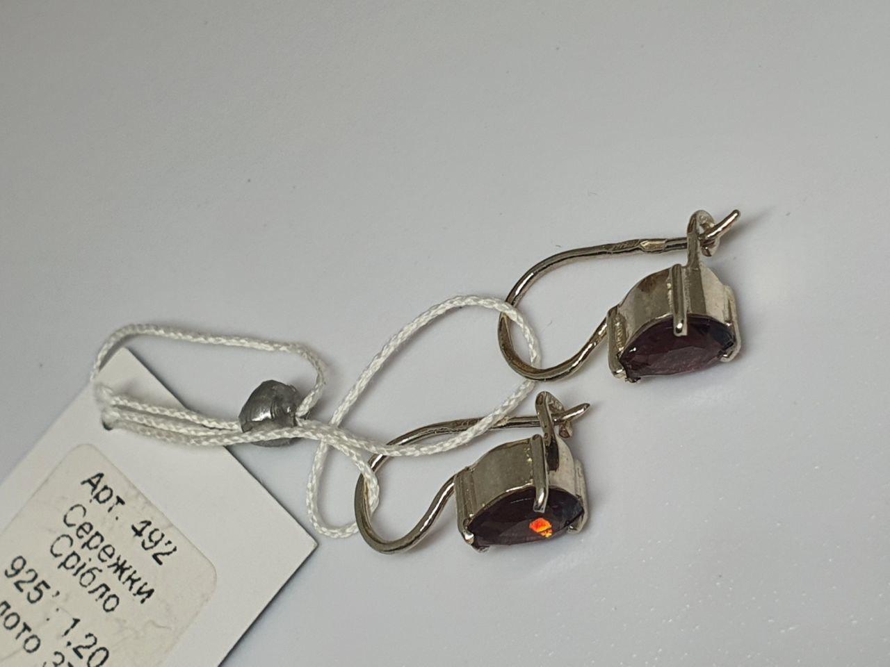 Срібні сережки Ія французька застібка 925 проба Фіолетовий (26943629) - фото 8