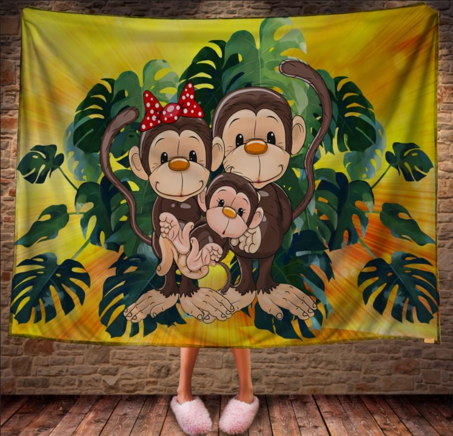 Плед с 3D принтом Веселые обезьянки 2 150x200 см Желтый (epi_0410)