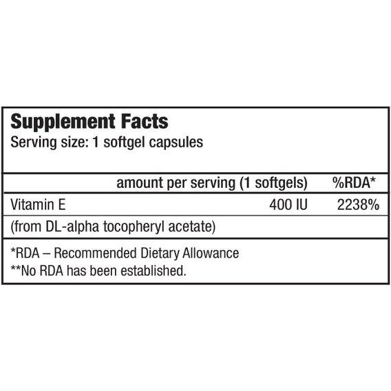 Витамин E для спорта BioTechUSA Vitamin E 400 100 Caps - фото 2