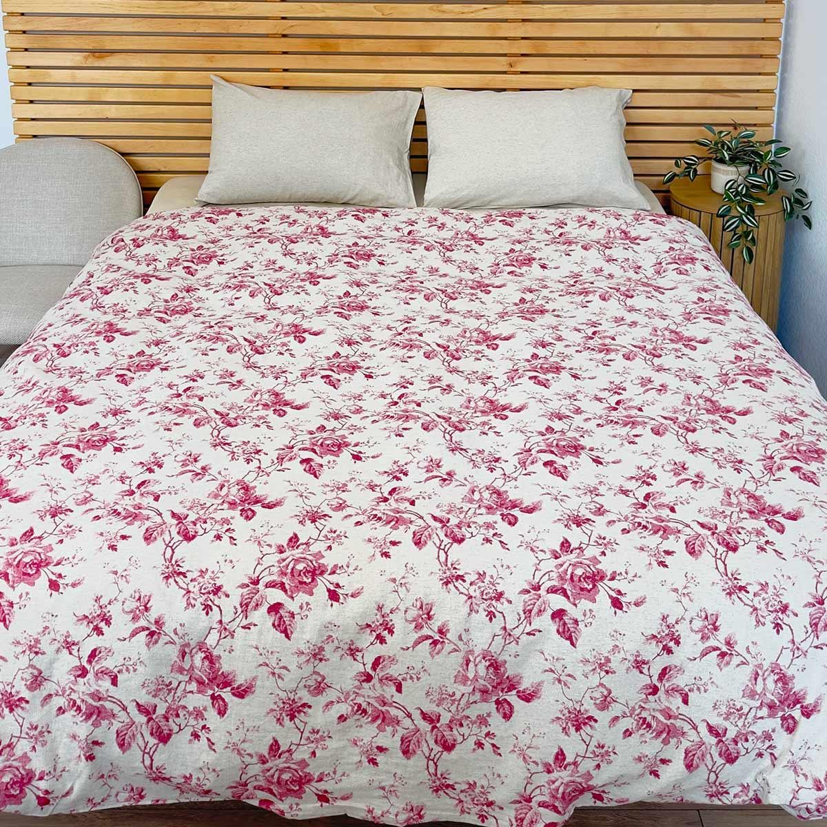 Комплект постельного белья YouStar Rose Светло-серый с красным (ru-line-ch-red-lgrey)