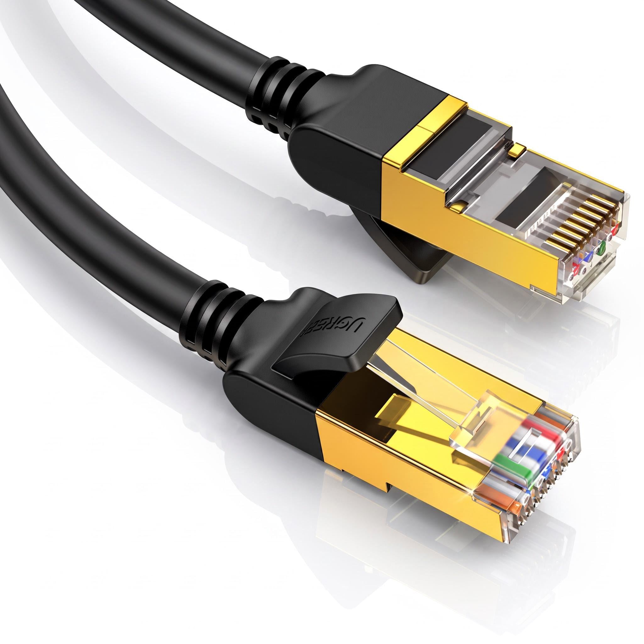 Сетевой кабель UGREEN NW107 0,5 м Cat 7 F/FTP RJ45 на RJ45 до 10 Гбит/с до 600 МГц медные проводники Черный (11229)