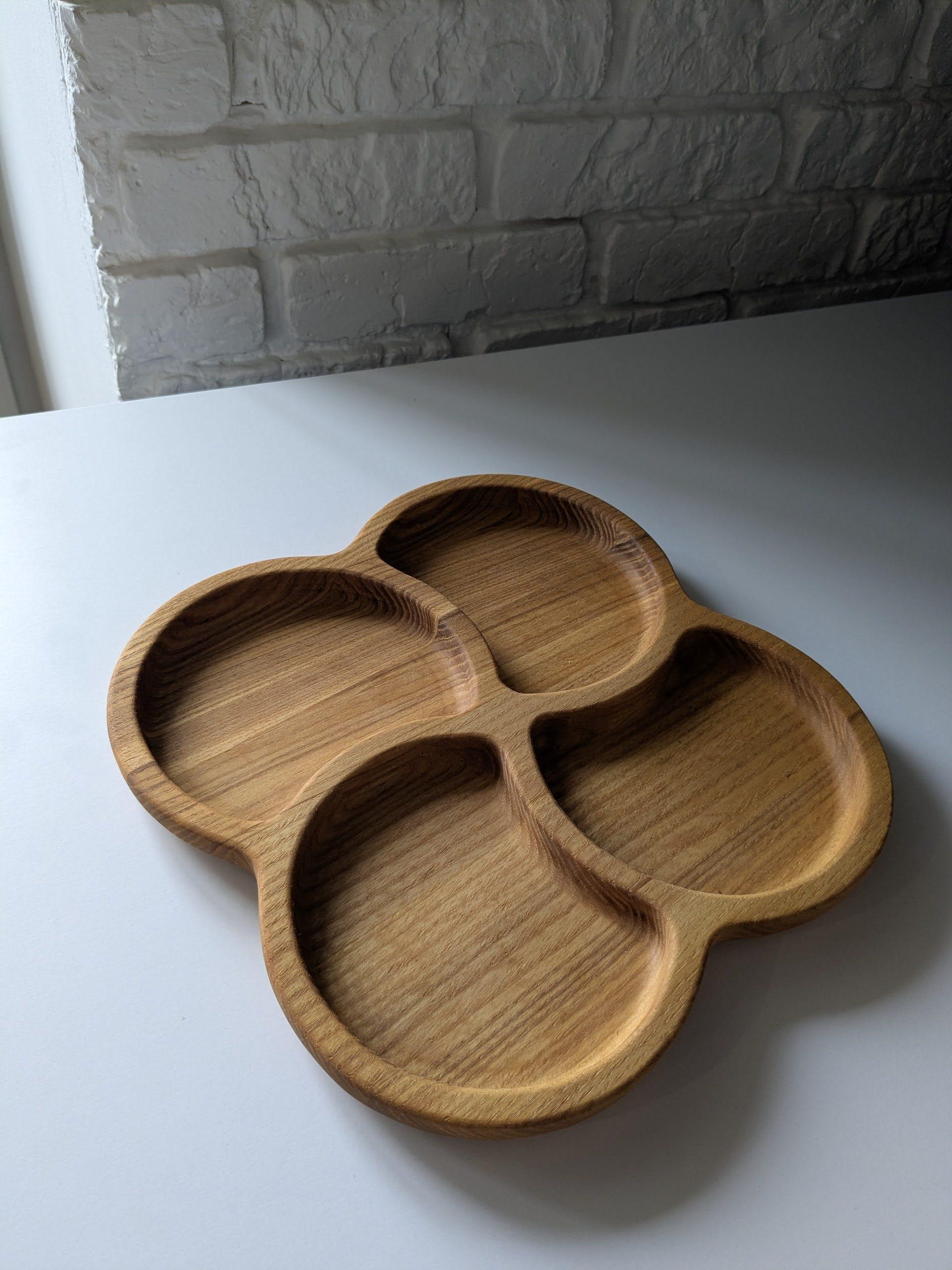 Менажниця кругла дерев’яна з ясеня 4 фігурні секції (SP-006) - фото 5 Менажниця кругла дерев’яна з ясеня 4 фігурні секції (SP-006) - фото 5