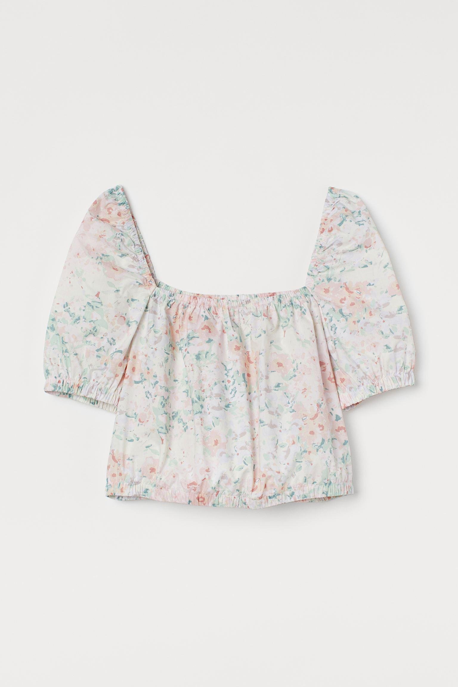 Блуза H&M Цветы XL Бледно-розовый (2048502441)