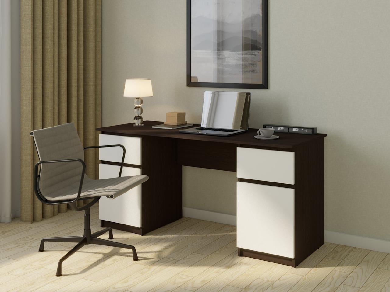 Компьютерный стол MebelProff КС-50 с двумя тумбами венге/белый (26437447)