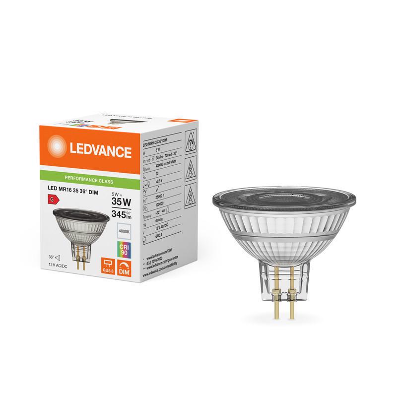 Лампа рефлекторная Ledvance LED MR16 5W 12V 345lm 4000K GU5.3 DIM 50x44 мм (4099854059735) - фото 5 Лампа рефлекторная Ledvance LED MR16 5W 12V 345lm 4000K GU5.3 DIM 50x44 мм (4099854059735) - фото 5