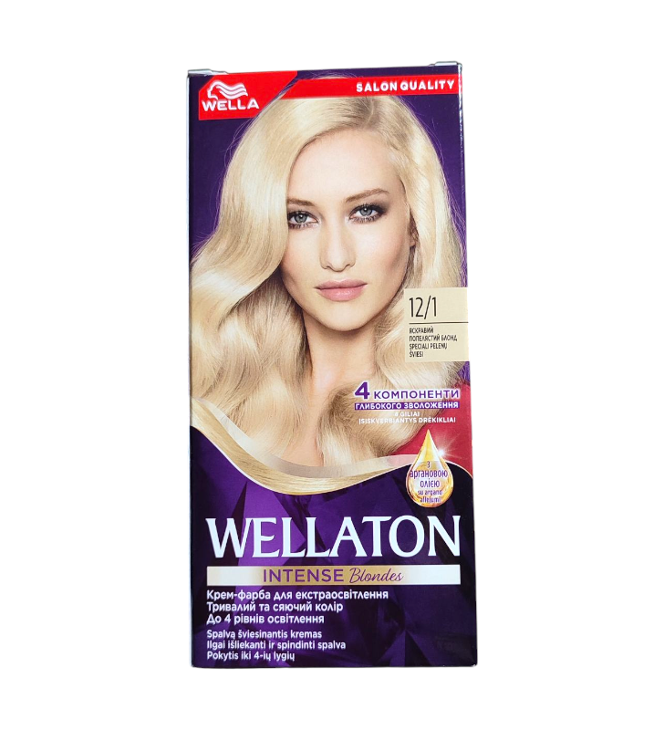Крем-краска для волос Wellaton Intense 12/1 Ярко- пепельный блонд 110 мл