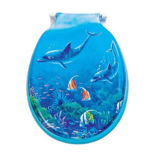 Крышка для унитаза Irak Plastik Дельфини с узором мягкая из пластика Синий (147-46-11009)