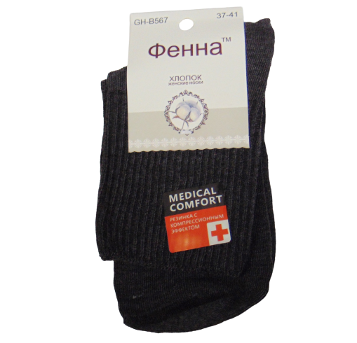 Шкарпетки медичні з компресійним ефектом Фенна 567 з резинкою р. 37-41 Темно-сірий (1703478591)