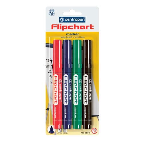 Набір маркерів для фліпчартів Centropen Flipchart 2,5 мм 4 шт. (8550/4/BL)