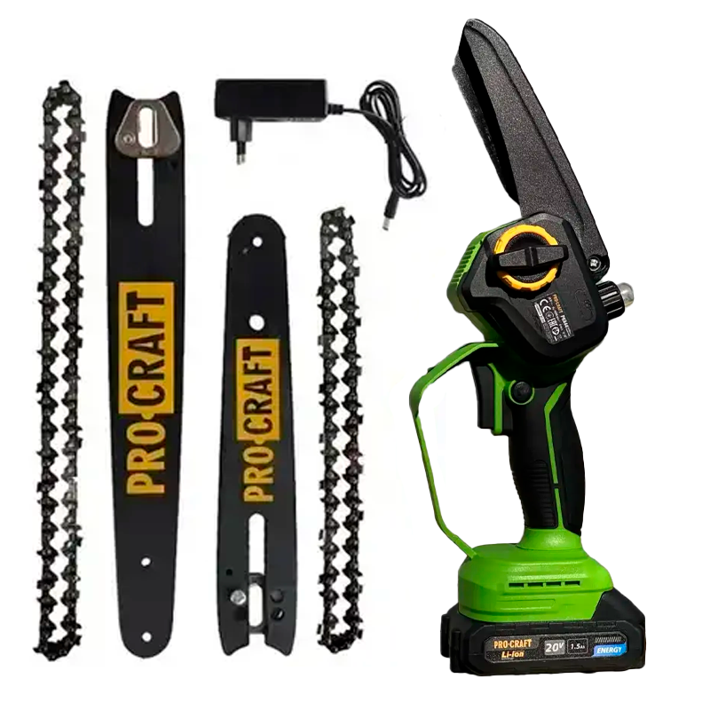 Пила ланцюгова акумуляторна міні ProCraft PKA-44 безщіткова 2 акумулятори/зарядний пристрій/2 шини/2 ланцюги (2789643103) - фото 1 Пила ланцюгова акумуляторна міні ProCraft PKA-44 безщіткова 2 акумулятори/зарядний пристрій/2 шини/2 ланцюги (2789643103) - фото 1