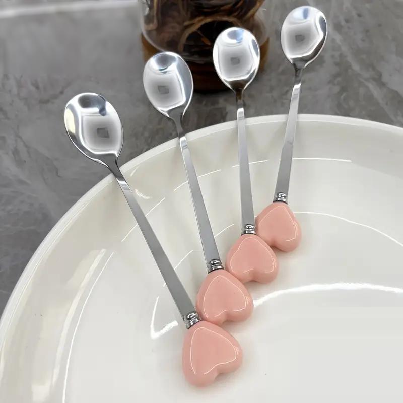 Ложка десертная с сердцем из нержавеющей стали 1 шт. Серебристый с розовым (2690245780) - фото 8 Ложка десертная с сердцем из нержавеющей стали 1 шт. Серебристый с розовым (2690245780) - фото 8