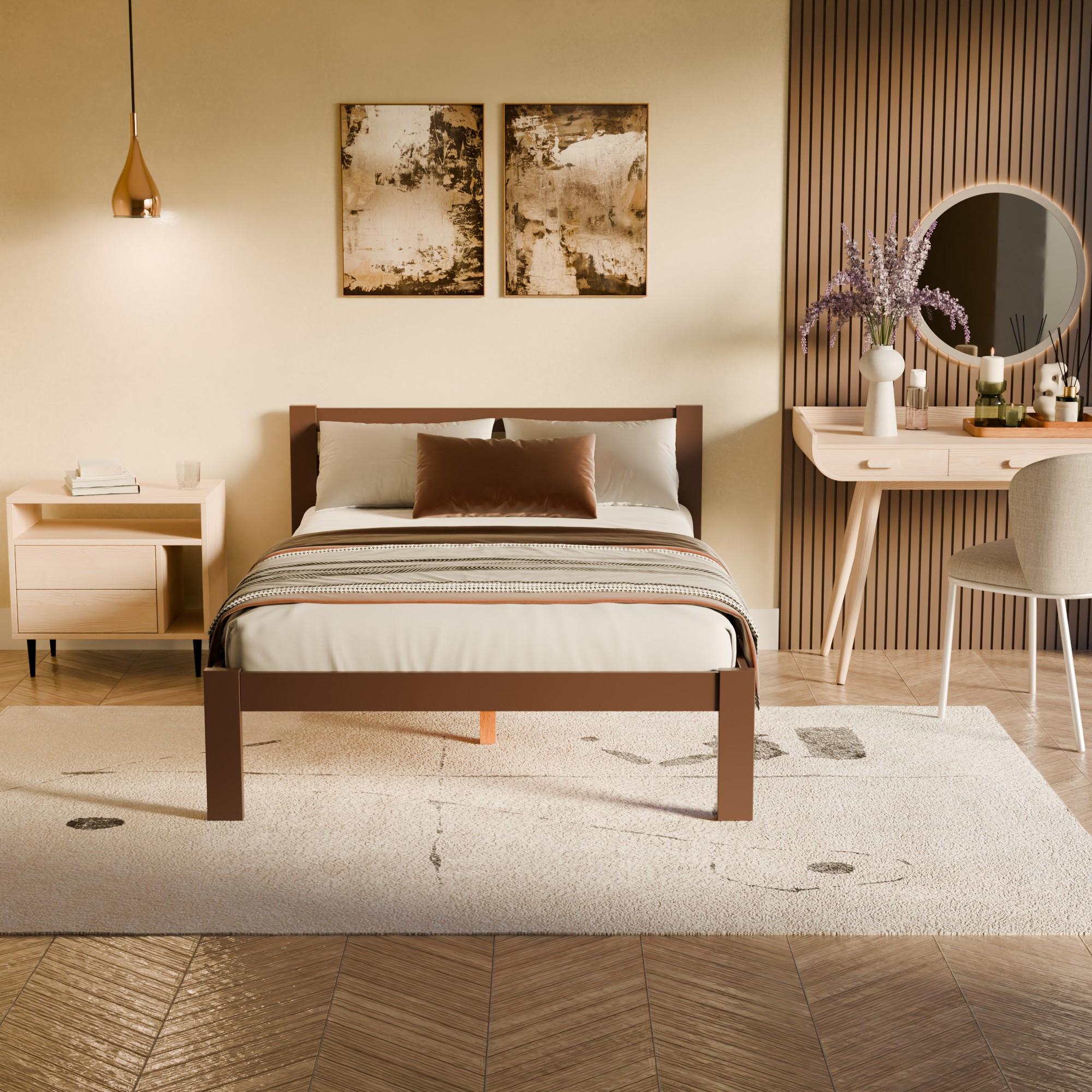 Кровать дерево Классик полуторная 120х200 см Коричневый (380280) - фото 3 Кровать дерево Классик полуторная 120х200 см Коричневый (380280) - фото 3