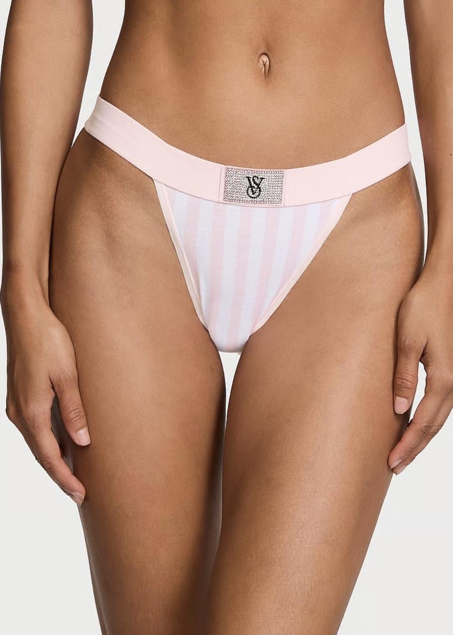 Трусики жіночі Victoria's Secret Logo Shine Tanga XXL Білий (2521432037)