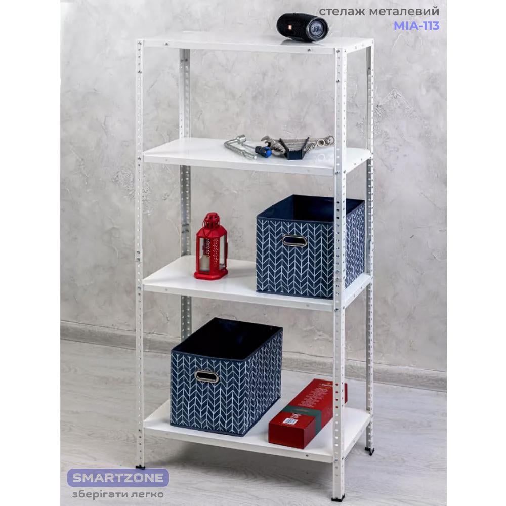 Стелаж металевий на 4 полиці 150х75х30 см Білий (МІА-113) - фото 7