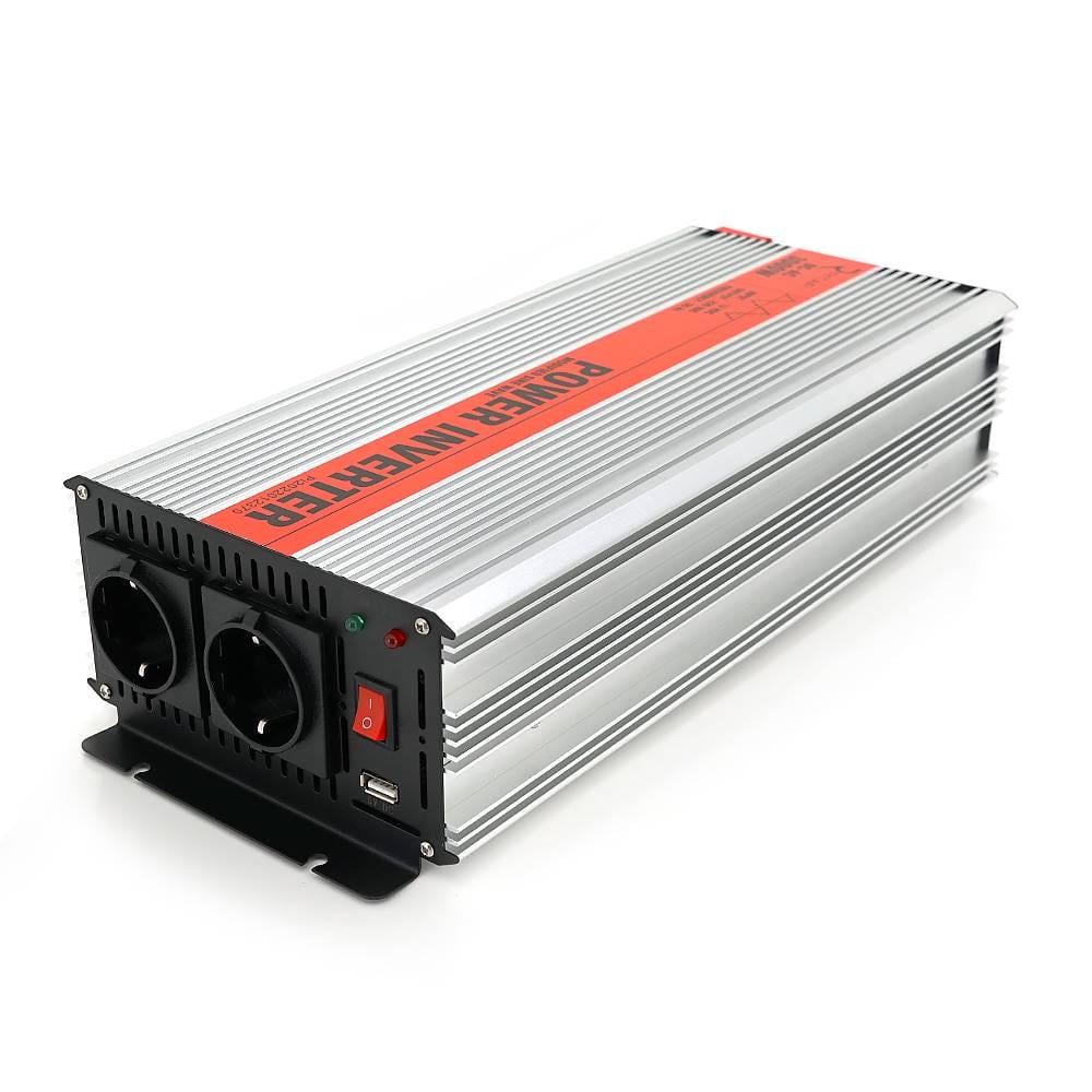 Інвертор напруги RITAR RSX-3000 Q4 12V/220V 3000W з апроксимувати синусоїдою 2xShuko 1xUSB клемні дроти (30755)