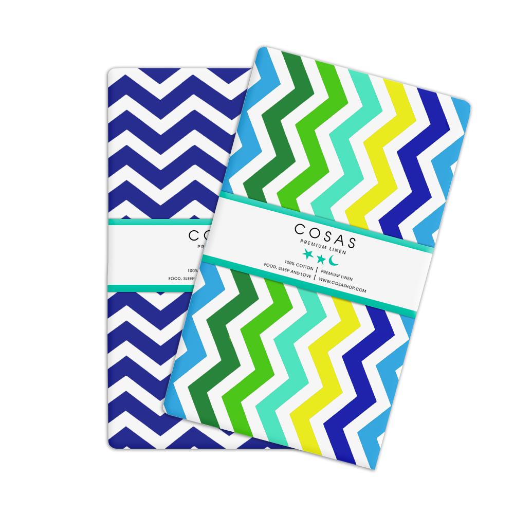 Набор детских простыней COSAS на резинке Zigzag blue/zigzag multicolor (4822052023839)