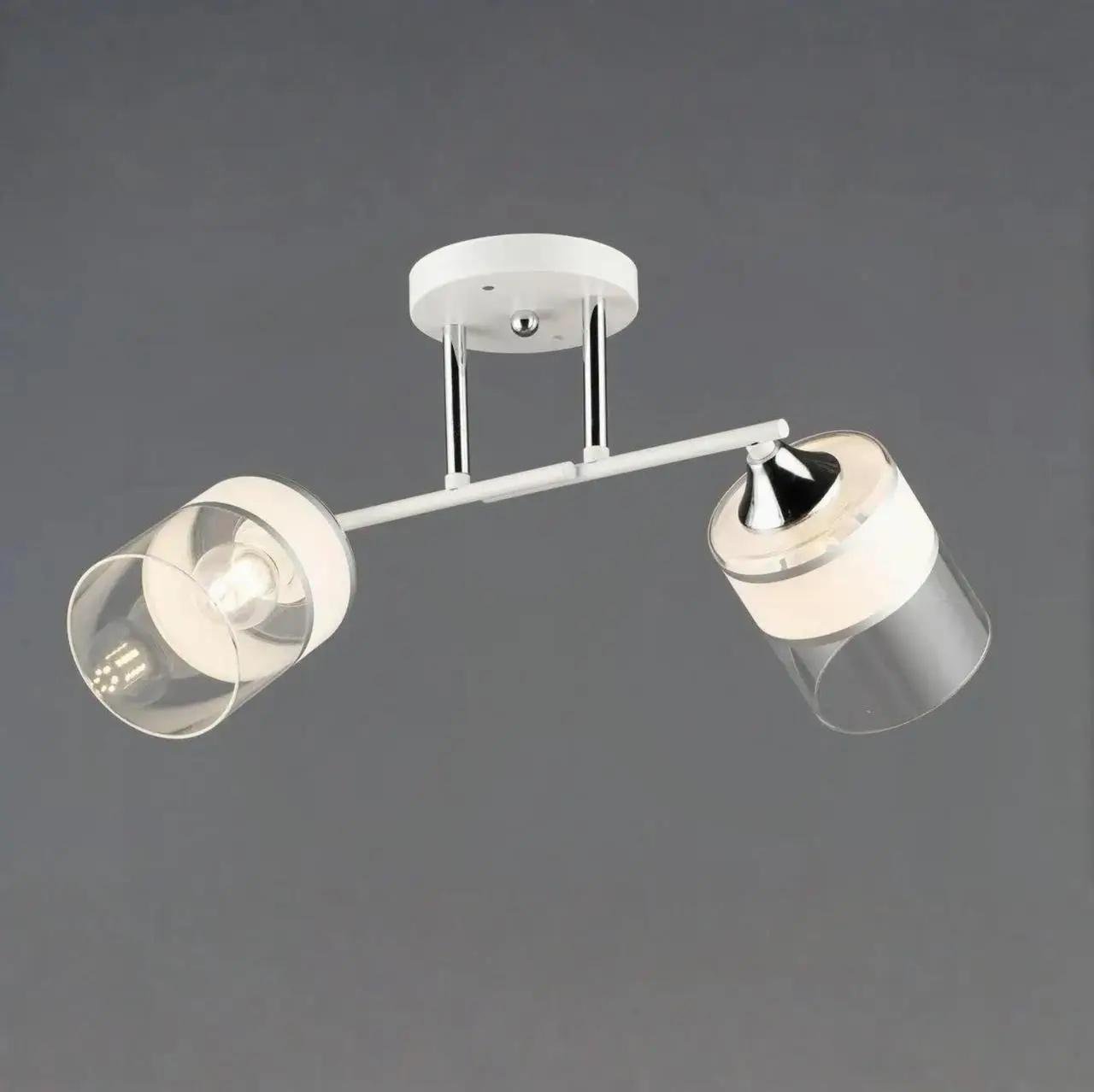 Люстра потолочная Valeso A4435/2 на два прозрачных плафона под лампу Е27 IP20 Белый/Хром (00000139701)