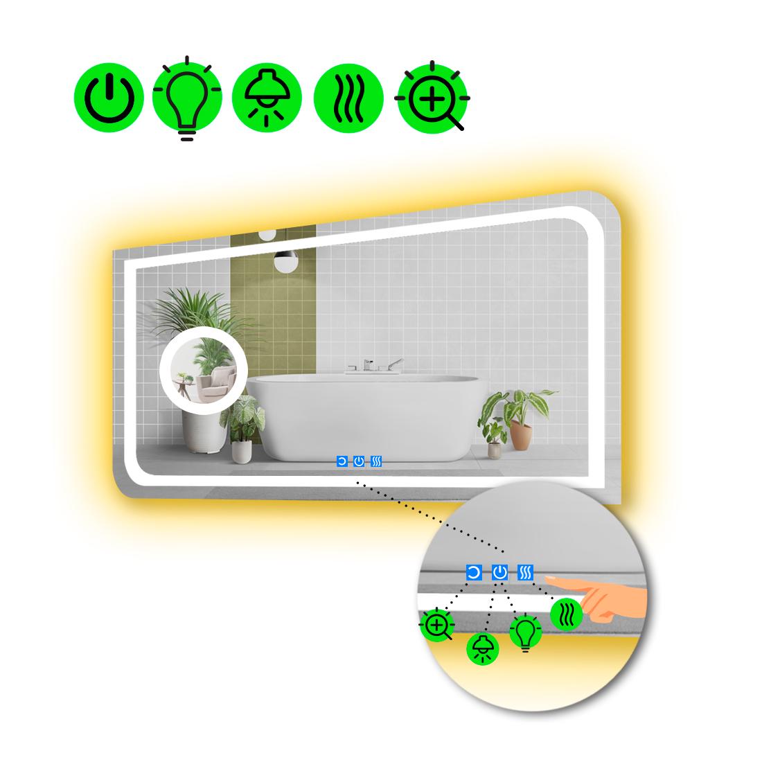 Зеркало с LED подсветкой Noemi с подогревом и линзой с подсветкой 70x60 см (8776187)
