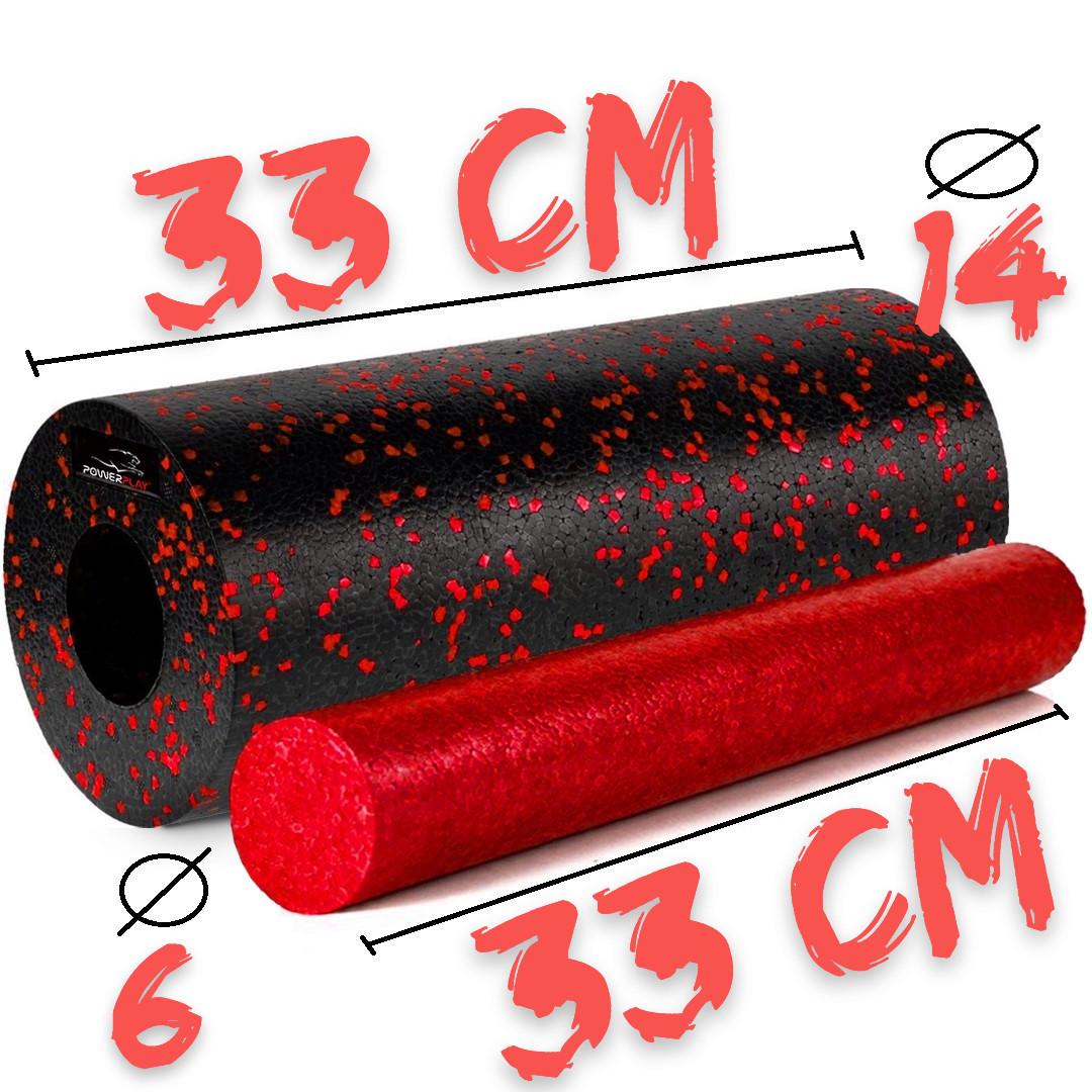 Ролик масажний гладкий PowerPlay PP-4348 2in1 EPP Foam Roller 33x14 см Чорний/Червоний (A-013240) - фото 10