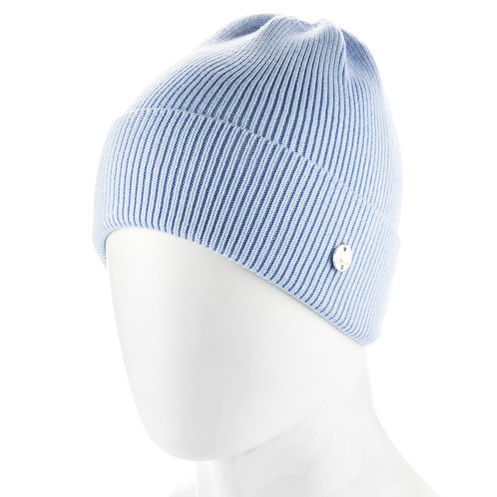 Шапка женская Atrics WH877 одинарной вязки с отворотом Голубой