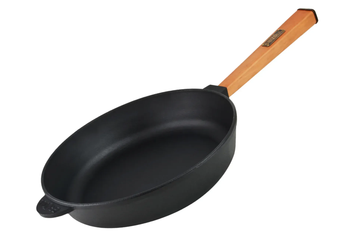 Сковорода чугунная Brizoll Optima с деревянной ручкой 280х60 мм