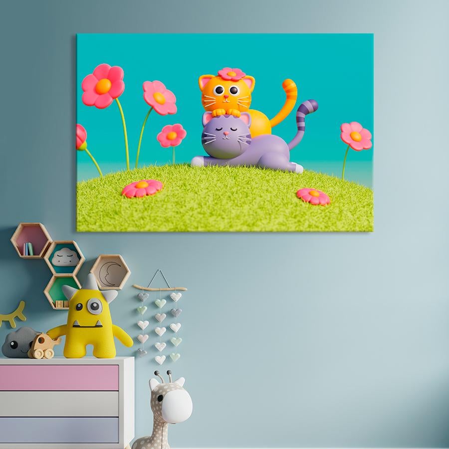 Картина в детскую комнату Игривые коты 51x34 см (A1443-1)