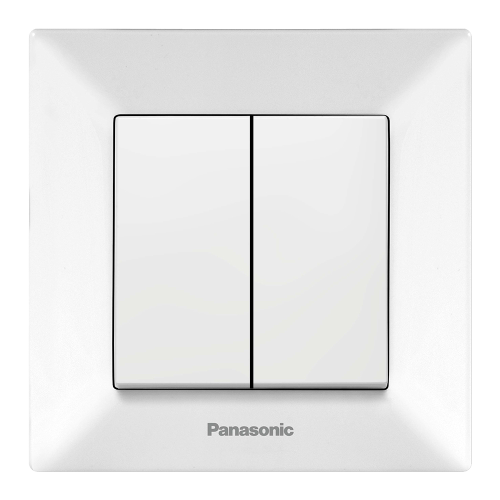 Выключатель двухклавишный Panasonic Arkedia Slim IP20 Белый (25624727)