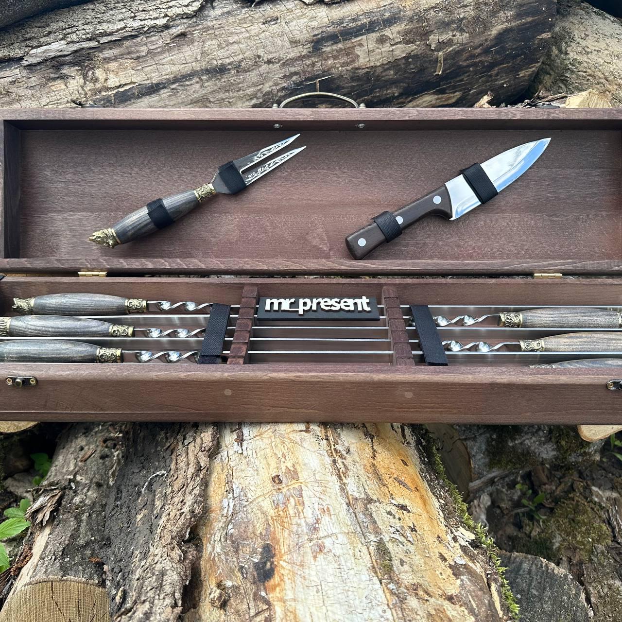 Набір шампурів Lux-Premium №9 ручної роботи (19223180) - фото 4 Набір шампурів Lux-Premium №9 ручної роботи (19223180) - фото 4