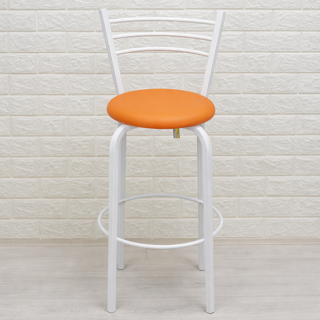 Барний стілець металевий 35х107 см Помаранчевий/Білий (28373958)