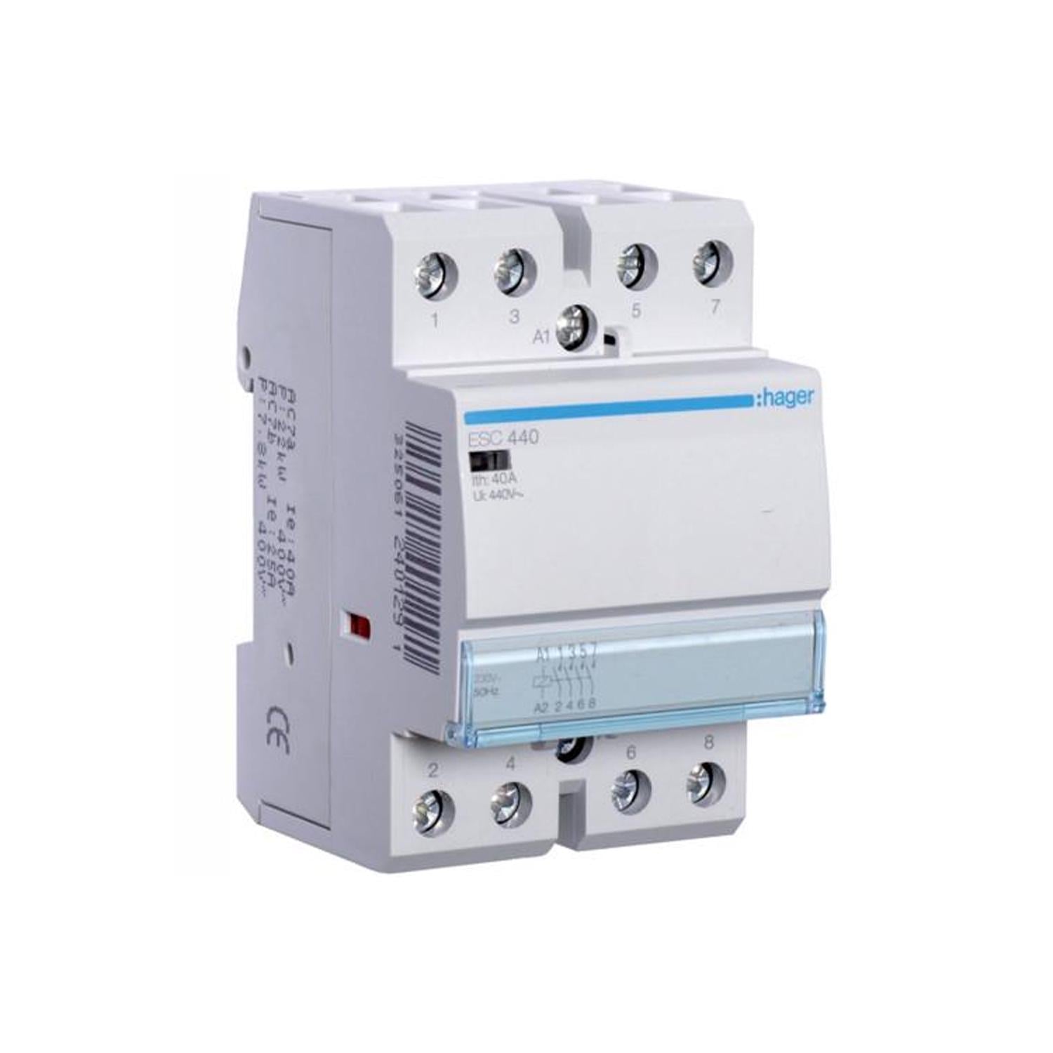 Контактор модульний Hager 4P 40А 4NO 230V (ESC440)